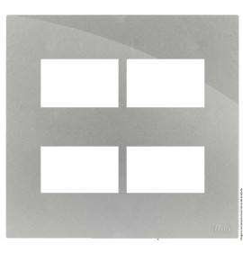 Placa 4 Módulos Separados com Suporte 4x4 - RECTA PRATA GLOSS